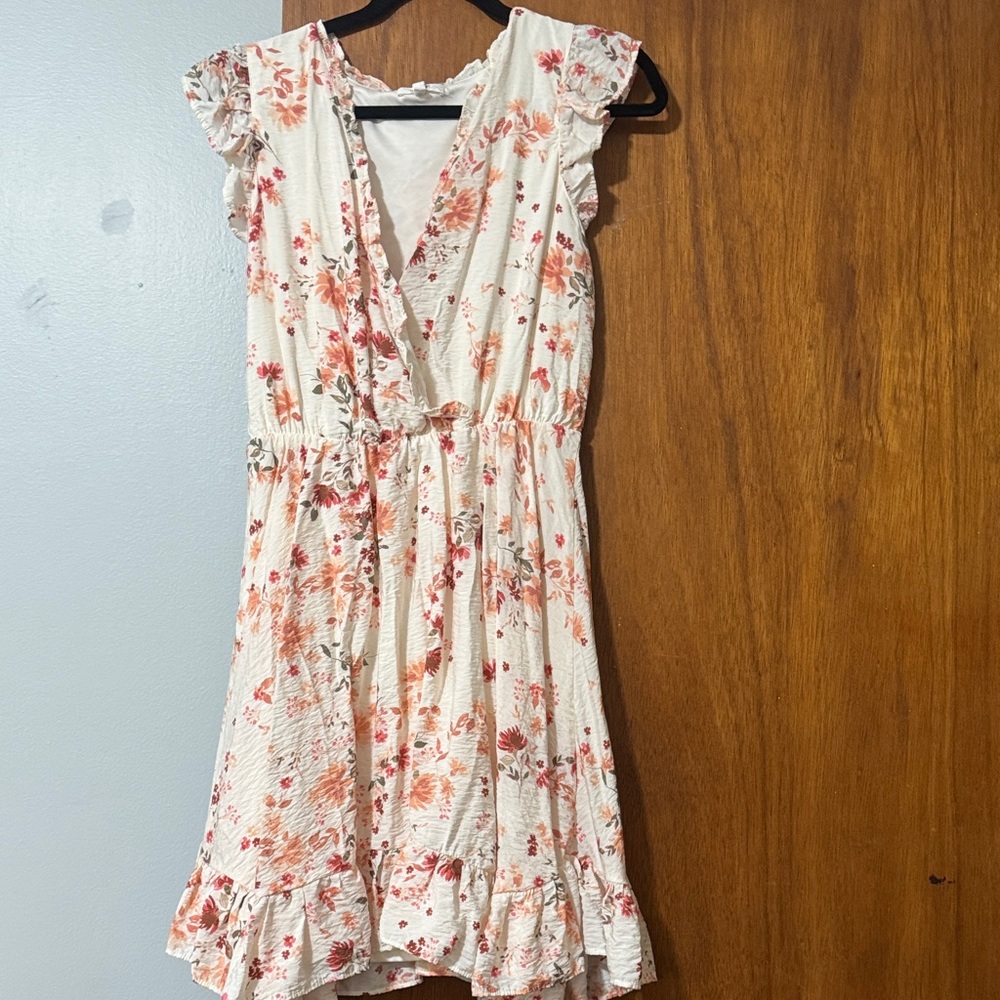 Maurices Floral Wrap Mini Dress - Pink and Cream
